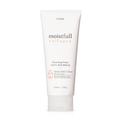 ETUDE Moistfull Collagen Cleansing Foam, Face Wash, Foam Cleanser, Super Collagen Water, Lupinus Albus Protein, Gentle Cleansing, Clinically Tested, Korean Skin Care, Beauty