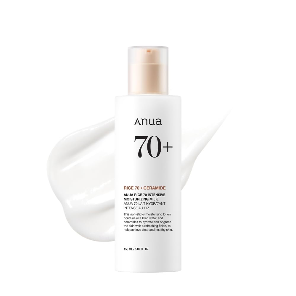 ANUA Rice 70 Intensive Moisturizing Milk, Hydrating Face Lotion, Niacinamide, Ceramides, All Skin Types, Sensitive, Skin Moisture Barrier, Lightweight Nourishing, Korean Skincare