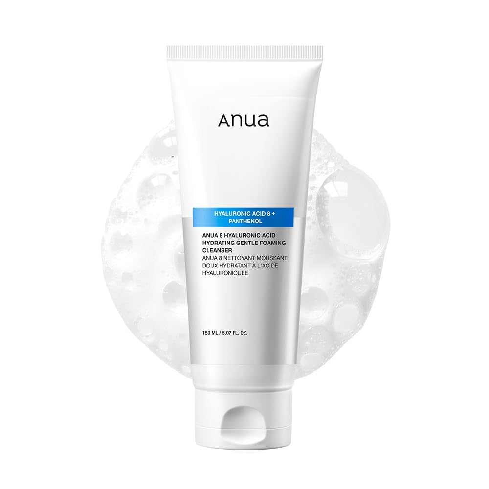 ANUA Hydrating Gentle Foaming Cleanser, Daily Face Wash for Double Cleansing, Hyaluronic Acid, Zinc, Panthenol, for Dry & Sensitive Skin, Sebum Balance Facial Cleanser, Korean Skincare