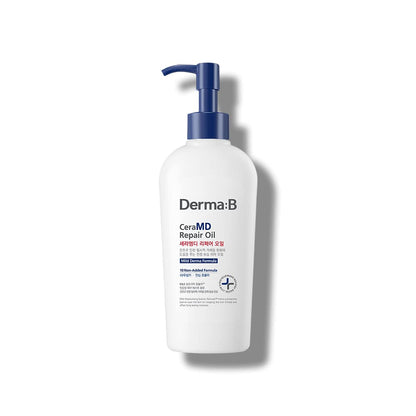 Derma B CeraMD Repair Oil, Unscented Fragrance Free Lightweight Fast Absorbing Soften Moisturizing Body Oil with Coconut Oil Milky Formula for Dry Sensitive Itchy Skin without Greasy