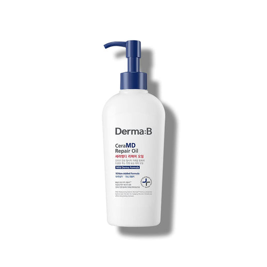 Derma B CeraMD Repair Oil - Unscented Fragrance Free Lightweight Fast Absorbing Soften Moisturizing Body Oil with Coconut Oil Milky Formula for Dry Sensitive Itchy Skin without Greasy