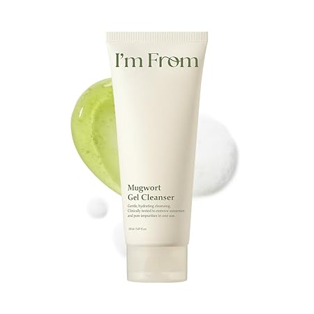 I’m From Mugwort Gel Cleanser, Gentle Gel-to-Foam Cleanser, Calming & Hydrating Facial Cleanser, All Skin Types, Vegan Korean Skin Care