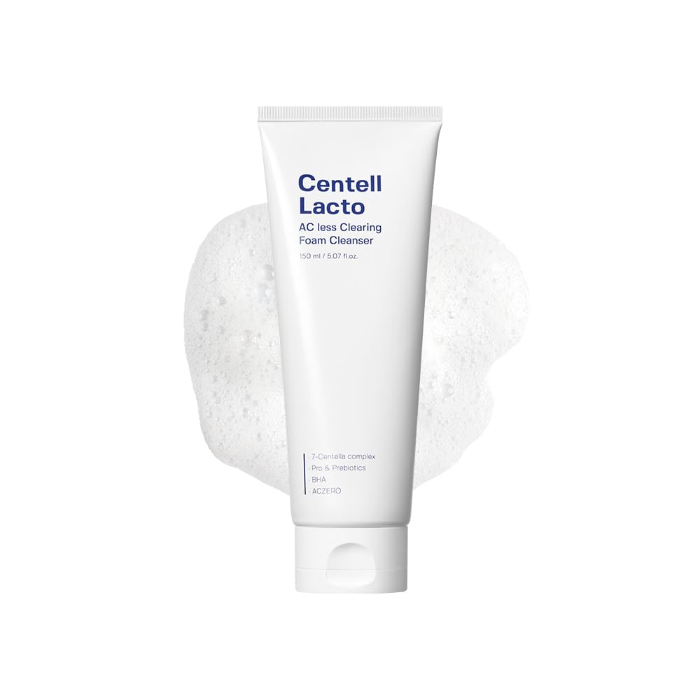 SUNGBOON EDITOR Centell Lacto AC Less Clearing Foam Cleanser - Acne Face Wash for Oily Skin, Exfoliating Acne Treatmemt with Probiotics & BHA, Deep Pore Cleanser, Korean Skin Care