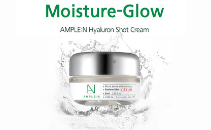 CORÉANA AMPLE:N Hyaluron Shot Cream - Xylitol Complex and Ceramide Contained Moisturizing & Rich Nourishing Cream, Smooth Skin Texture