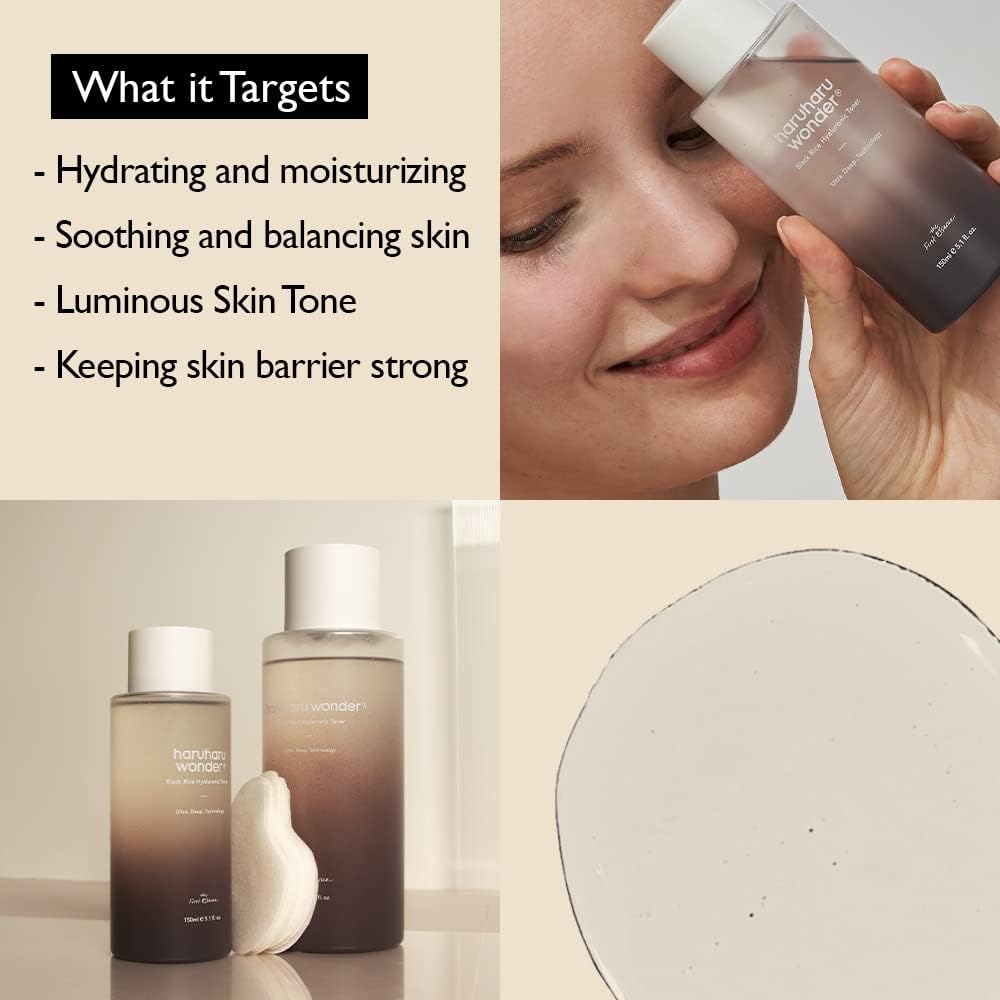 Haruharu Black Rice Hyaluronic Toner, Lavender Scent, Vegan, Toner for Face, Deep Hydration, Glass Skin, Soothing & Moisturizing, Balance Dehydrated Skin, Cruelty-Free, Korean Skin care