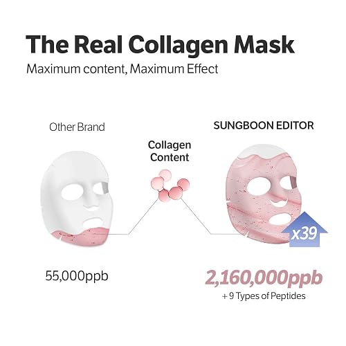 SUNGBOON EDITOR Deep Collagen (1 Mask) Overnight Mask Hydrating Mask for Glass Skin, Wrinkle Care, Firming & Pore Refining 2,160,000PPB Collagen + 9 Peptides