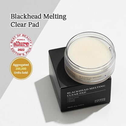 SUNGBOON EDITOR Blackhead Melting Clear Pad 65g(30 counts), Blackhead Remover Pad, Pore Minimizing, Deep Cleansing & Pore Unclogging, Clears Blackhaed, Korean Skincare, Stocking Stuffers for Women