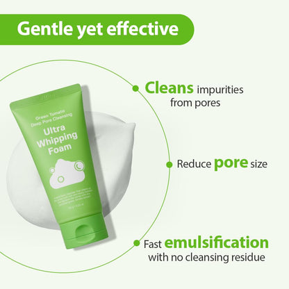 SUNGBOON EDITOR Green Tomato Deep Pore Cleansing Whipping Foam | Korean Foaming Face Wash for Oily Skin | Blackhead Remover & Pore Minimizer | Hydrating Skincare
