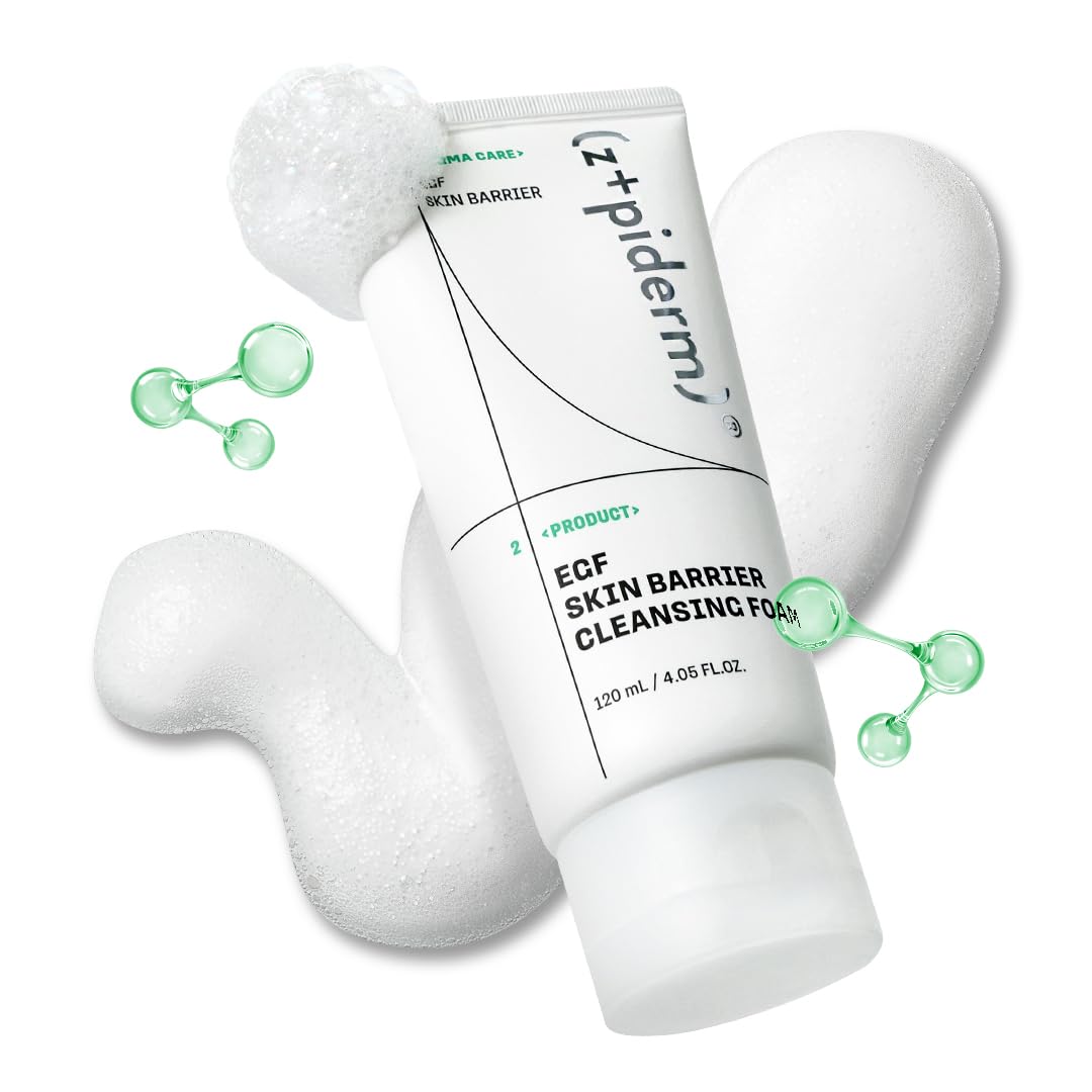 Zipiderm EGF Deep Cleansing Foam – Korean Gentle Facial Cleanser with EGF for Sensitive & Acne-Prone Skin, Double Cleansing K-Beauty Foam that Supports Skin Barrier & Smooth Texture