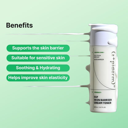 Zipiderm EGF Skin Barrier Cream Toner – Korean Milky Hydrating Toner for Dry, Sensitive & Acne-Prone Skin with Ceramides, Hyaluronic Acid, Rice Bran & Soy Protein, Moisturizing Skincare