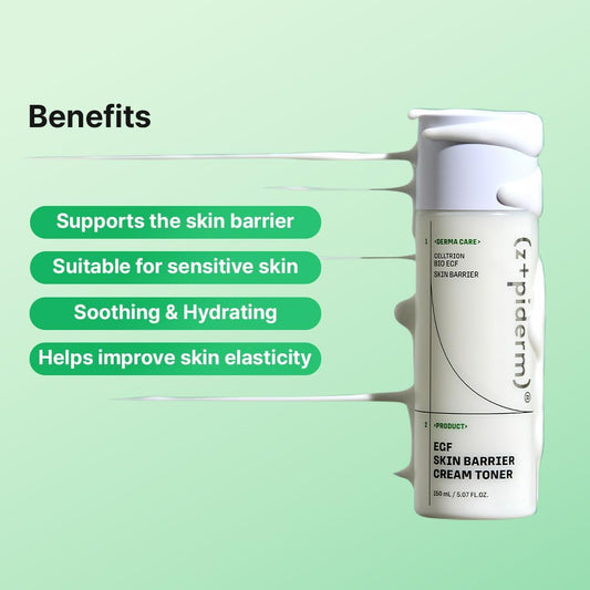 Zipiderm EGF Skin Barrier Cream Toner – Korean Milky Hydrating Toner for Dry, Sensitive & Acne-Prone Skin with Ceramides, Hyaluronic Acid, Rice Bran & Soy Protein, Moisturizing Skincare