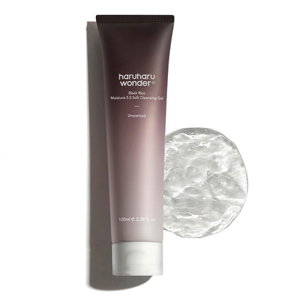 HARUHARU wonder Black Rice Moisture 5.5 Soft Cleansing Gel, Gentle Daily Cleanser, Low 5.5pH, Moisture Balance, Soap Free, For Sensitive Skin, Vegan, Cruelty-Free