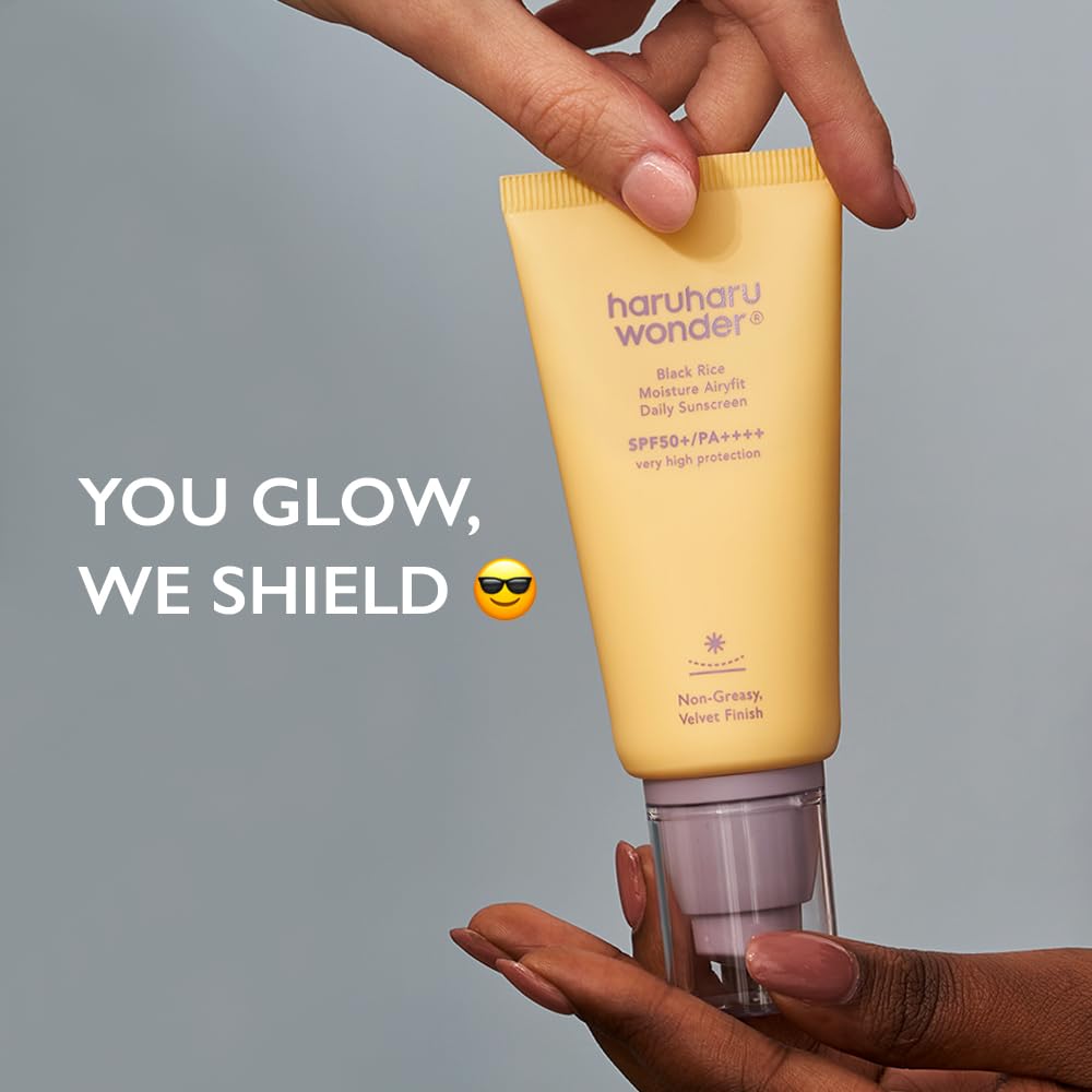 Haruharu Wonder Black Rice Moisture Airyfit Daily Sunscreen - Velvet Finish, No White Cast, Hydrating, Moisturizing, Korean Skin Care, Vegan, Clean Beauty