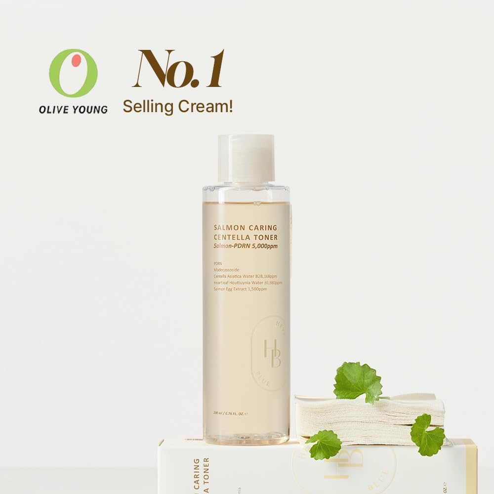 HEVEBLUE Salmon Caring Centella Toner - Salmon PDRN, pH 5.5, Salmon Egg Extract, Centella, Madecassoside, Restore and Rejuvenate, Refine Skin Texture, Low Irritation, Korean Skincare, K-Beauty