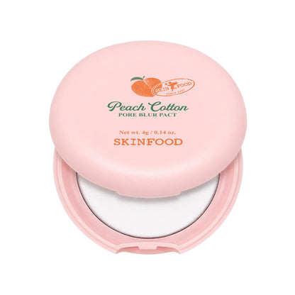 SKINFOOD Peach Cotton Pore Blur Pact - Sebum Control Pack with Silky Texture - Long Lasting Makeup Fixing - Pore Primer with Mineral Powder for Oily Skin - Stocking Stuffers - Pore Quick Minimizer