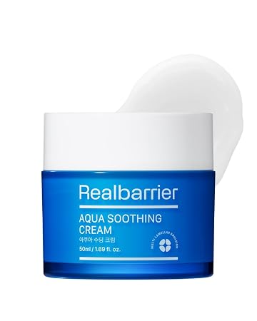 Real Barrier Aqua Soothing Cream 1.7 Fl.Oz. 50ml Hyaluronic Acid Facial Cream| Redness Relief Face Cream for Sensitive Skin | Face Moisturizer for Dry Skin| Calming Chamomile Extract