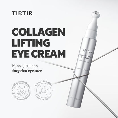 TIRTIR Collagen Lifting Eye Cream - Roller Applicator, Wrinkle Spot Treatment, Revitalizing Moisturizer,Tightening Under Eye For Wrinkles,Fine Lines, Under Eye Bags, Lift Treatment For Men & Women
