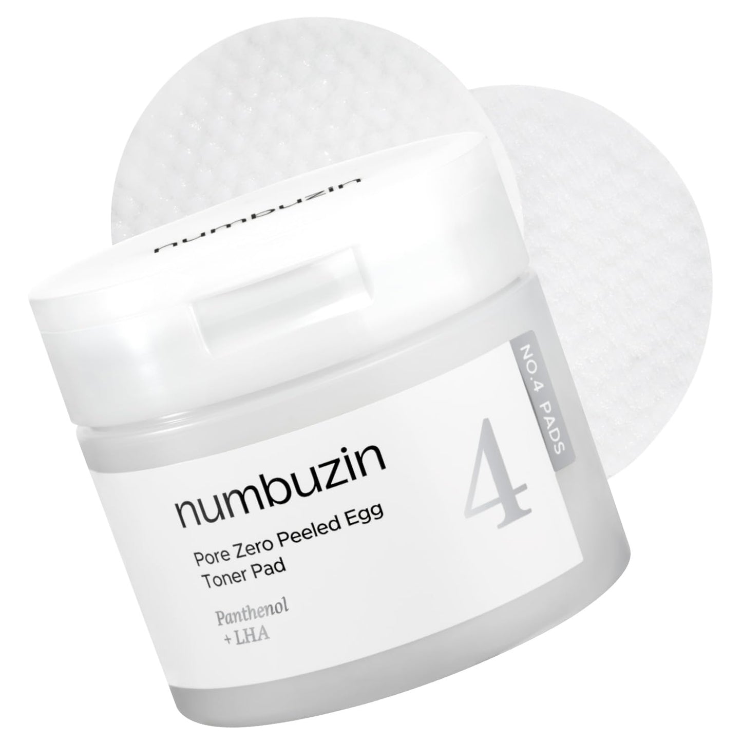 Numbuzin No.4 Toner Pads, Pore Zero Peeled Egg Toner Pad, Gentle Exfoliator, PHA, LHA, Makeup Skin Prep, Panthenol, Korean Skincare for Face