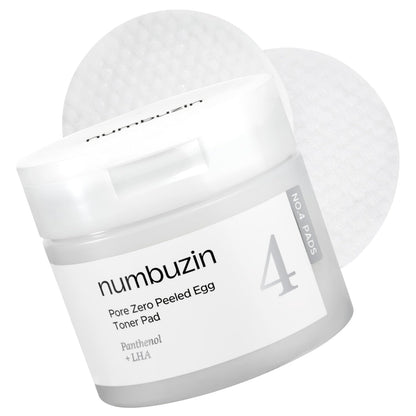 Numbuzin No.4 Toner Pads, Pore Zero Peeled Egg Toner Pad, Gentle Exfoliator, PHA, LHA, Makeup Skin Prep, Panthenol, Korean Skincare for Face