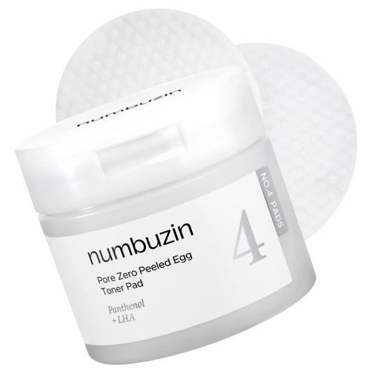 Numbuzin No.4 Toner Pads, Pore Zero Peeled Egg Toner Pad, Gentle Exfoliator, PHA, LHA, Makeup Skin Prep, Panthenol, Korean Skincare for Face