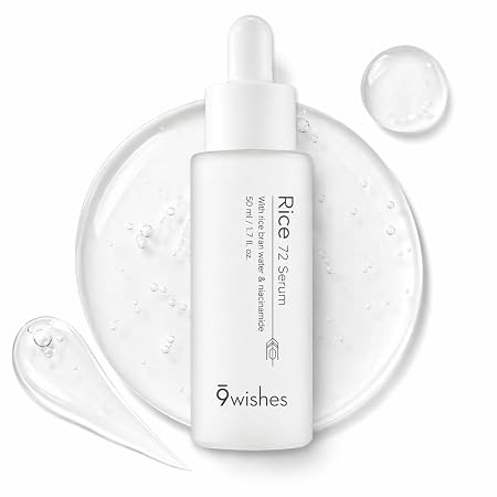 9wishes Rice 72 Serum – Korean Rice Bran Water 72% Face Serum with Niacinamide – Non-Sticky, Lightweight Hydration – Brightening Glow Boost for Dull Skin