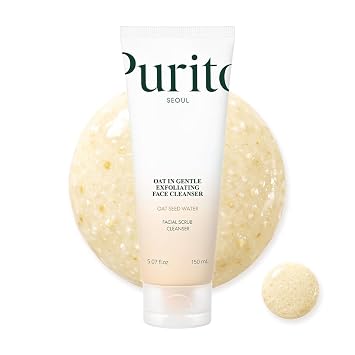 PURITO Oat Exfoliating Cleanser for Sensitive Skin, 5.07 fl.oz Daily Face Wash, Gentle Scrub Clay, Pore Minimizing Panthenol, Hydrating Oat Seed Water, Vegan & Non-Comedogenic