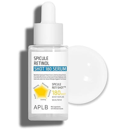APLB Spicule Retinol Shot 180 Serum - SPICULE RETI SHOT, Korean Skincare, Gentle Exfoliation, Wrinkle Care, Long lasting hydration, Revitalize for gentle and improve skin texture