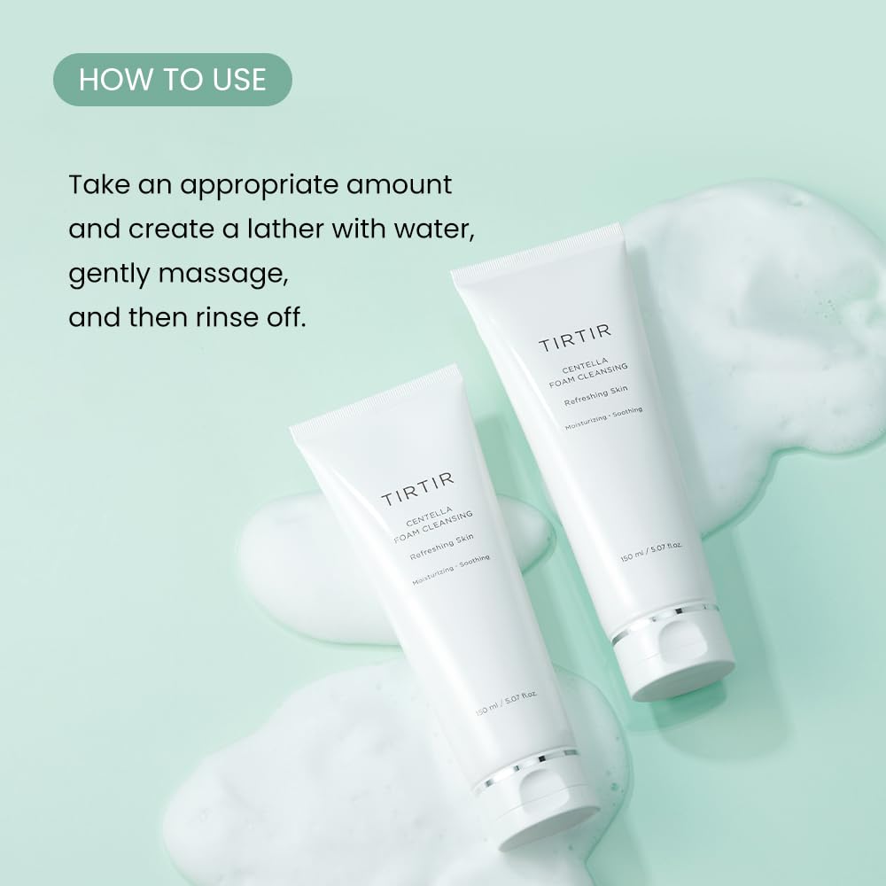 TIRTIR Centella Foam Cleansing - Creamy Bubble with Centella Asiatica Extract, Mild Foam Cleanser