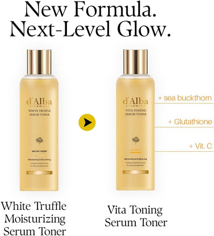 d'alba Piedmont White Truffle Vita Toning Serum Toner, Glass Skin with Double Vitamin Skincare, Face Moisturizer