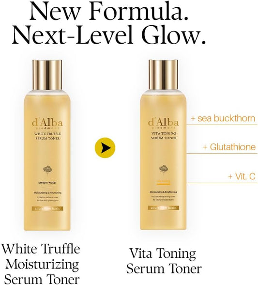 d'alba Piedmont White Truffle Vita Toning Serum Toner, Glass Skin with Double Vitamin Skincare, Face Moisturizer