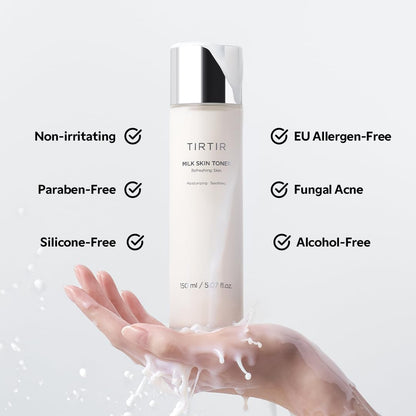 TIRTIR Milk Skin Rice Toner - Deep Moisturizing, Hydrating and Refreshing for face, Niacinamide, Ceramide, Rice Bran Extract, Nature-Oriented Ingredients, Korean Skin Care, Vegan
