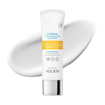 AGE20'S UV Defense Hydro Calming Sunscreen SPF 60+ | Korean Sunscreen | Moisturizing Creamy Formula, No White Cast, Lightweight Finish | Green Tea + Aloe Vera | Dermatest Excellent