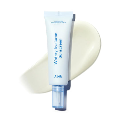 Abib Watery Hyaluron Sunscreen Moisture Tube Broad Spectrum SPF 30, Korean Sunscreen with Hyaluronic Acid, Lightweight, No White Cast, Skin Care, Niacinamide Vitamin C, Suncare