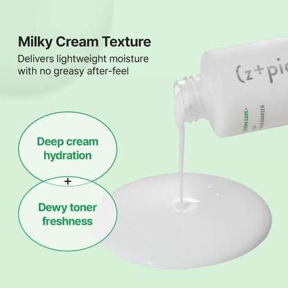Zipiderm EGF Skin Barrier Cream Toner – Korean Milky Hydrating Toner for Dry, Sensitive & Acne-Prone Skin with Ceramides, Hyaluronic Acid, Rice Bran & Soy Protein, Moisturizing Skincare