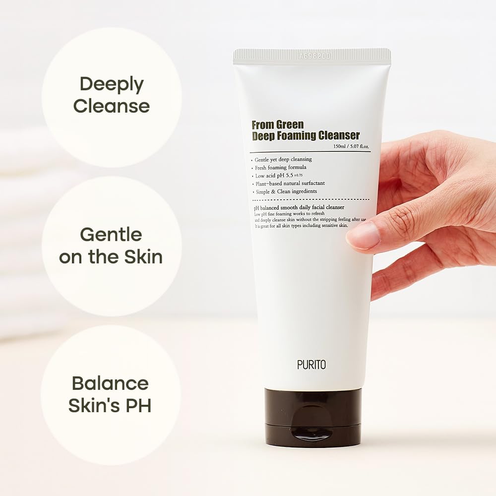PURITO From Green Deep Foaming Cleanser, plant-based, natural ingredients, cruelty-free, Vegan