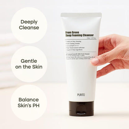PURITO From Green Deep Foaming Cleanser, plant-based, natural ingredients, cruelty-free, Vegan