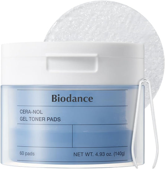 Biodance Cera-nol Gel Toner Pads, Deep Hydrating & Soothing Toner Pads for Sensitive Skin, Redness Reducing, Mositurizing, Pre-Soaked Pads, Korean Skin Care