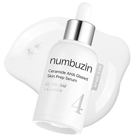 numbuzin No.4 Ceramide AHA PHA Glazed Skin Prep Serum - Gentle Exfoliating Serum with Glycolic Acid & PHA for Smooth Texture & Glass Skin Glow