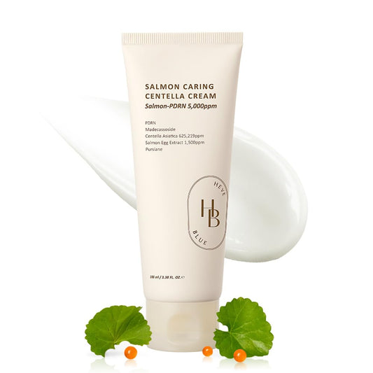 HEVEBLUE Salmon Caring Centella Cream - Salmon PDRN, Salmon Egg Extract, Centella, Madecassoside, Improve Skin Moisture Loss, Restore and Rejuvenate, Low Irritation, Korean Skincare, Valentine Gift