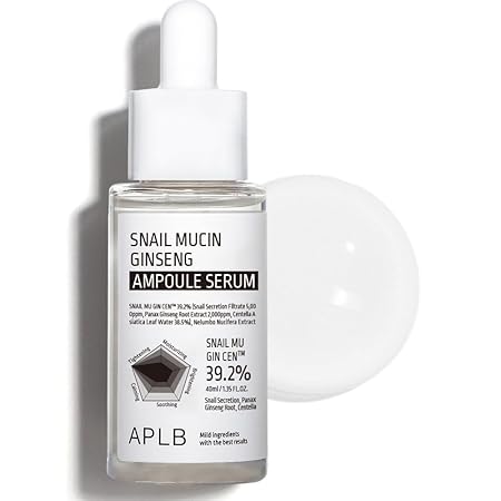 APLB Snail Mucin Ginseng Ampoule Serum - SNAIL MU GIN CEN - Ginseng stimulates collagen production, helping to improve skin elasticity and firmness. Witness the reduction of fine lines and wrinkles