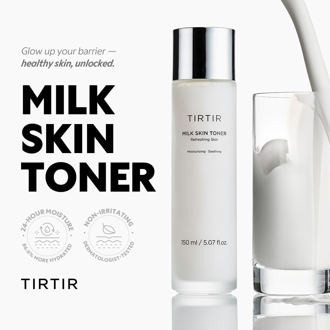 TIRTIR Milk Skin Rice Toner - Deep Moisturizing, Hydrating and Refreshing for face, Niacinamide, Ceramide, Rice Bran Extract, Nature-Oriented Ingredients, Korean Skin Care, Vegan
