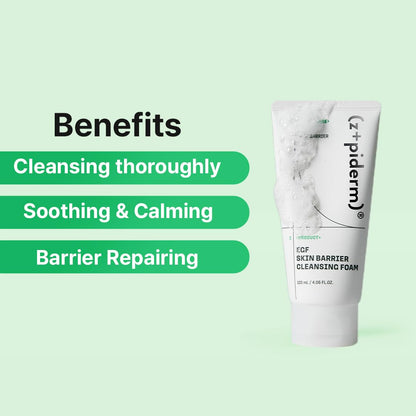 Zipiderm EGF Deep Cleansing Foam – Korean Gentle Facial Cleanser with EGF for Sensitive & Acne-Prone Skin, Double Cleansing K-Beauty Foam that Supports Skin Barrier & Smooth Texture