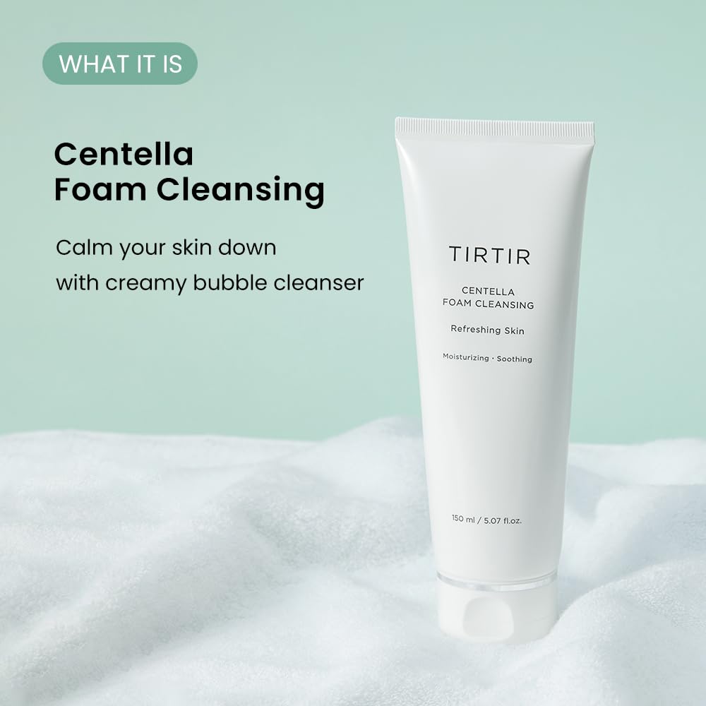 TIRTIR Centella Foam Cleansing - Creamy Bubble with Centella Asiatica Extract, Mild Foam Cleanser