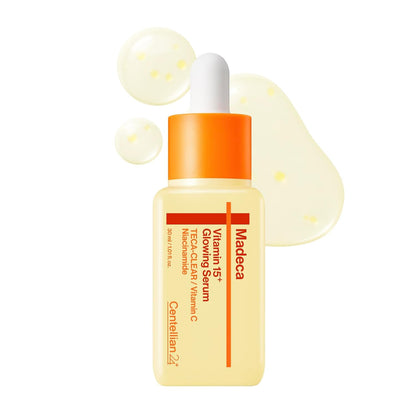 CENTELLIAN 24 Madeca Vitamin 15+ Glowing Serum – 15% Vitamin Radiance Serum Niacinamide, TECA & Vitamin C, Blemish Corrector, Uneven Tone & Melanin Care, Lightweight Korean Skin Care