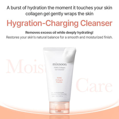 MIXSOON PDRN Collagen Gel Cleanser - Deep Pore Cleansing, Lightweight Daily Gel Cleanser for All Skin Types, Korean Glass Skin Care