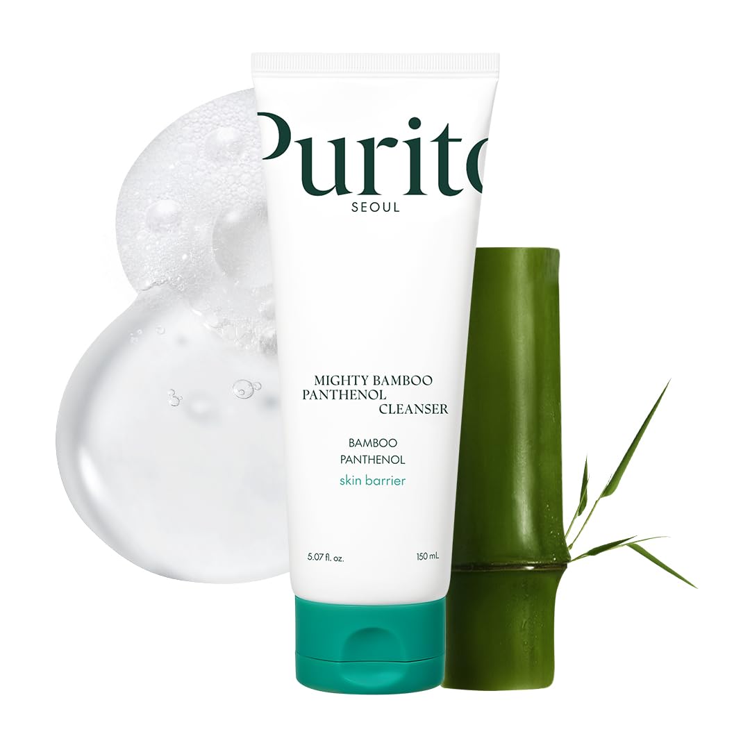 PURITO Mighty Bamboo Panthenol Cleanser - Gentle Face Wash for Moisturizing, Makeup Remover, for Sensitive Skin, Vegan & Cruelty-Free Face Cleanser