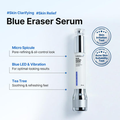 Blue Eraser Serum with Cooling LED Applicator, Tea Tree Calming Serum for Oily Skin & Sensitive Skin, Korean Skincare