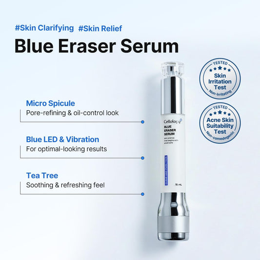 Blue Eraser Serum with Cooling LED Applicator, Tea Tree Calming Serum for Oily Skin & Sensitive Skin, Korean Skincare