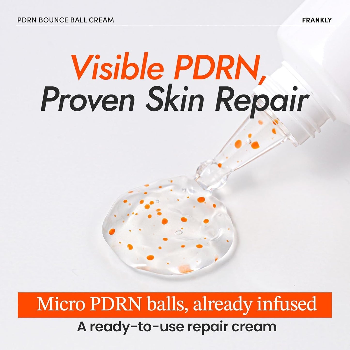 FRANKLY Salmon PDRN Bounce Ball Cream – 99% Pure Salmon DNA Moisturizer for Skin Repair & Glow | Post Microneedling Recovery & Barrier Repair | Lightweight Gel Cream | Korean Skincare