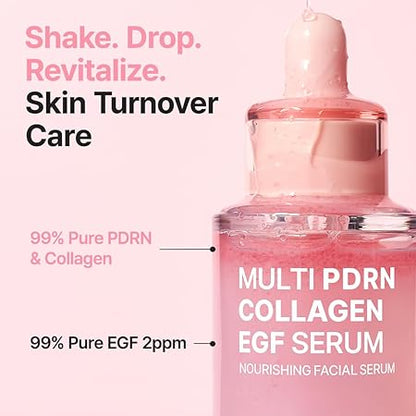 PURITO Multi PDRN + Collagen + EGF Revitalizing Facial Serum | for Glass Skin, Radiance, Elasticity & Hydration | 99% Pure PDRN Complex, Firming & Brightening Booster